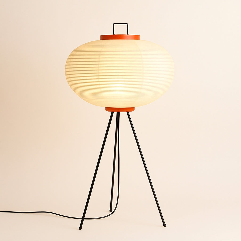 Lampe Japonaise sur Pied en Papier de Riz et Métal