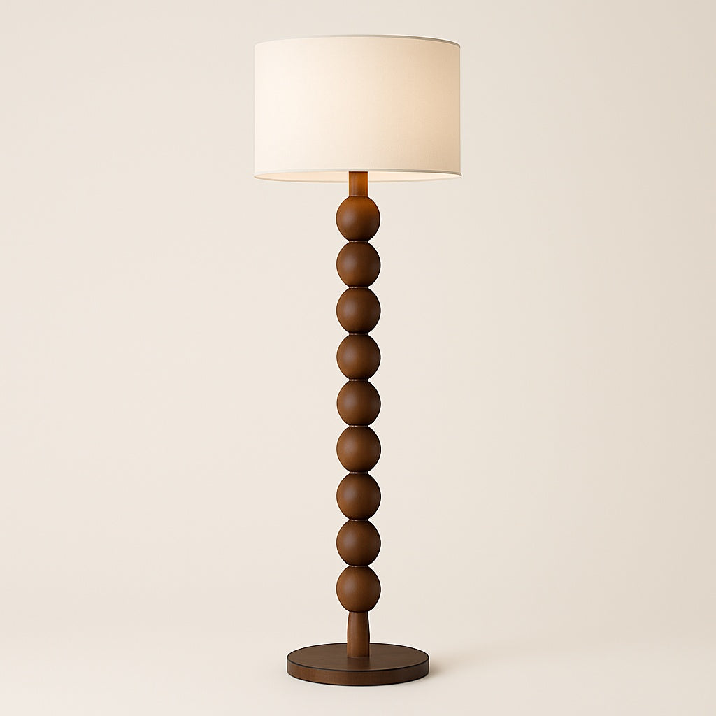 Lampadaire sur Pied en Bois avec Abat-jour Tissu