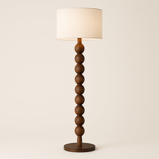 Lampadaire sur Pied en Bois avec Abat-jour Tissu