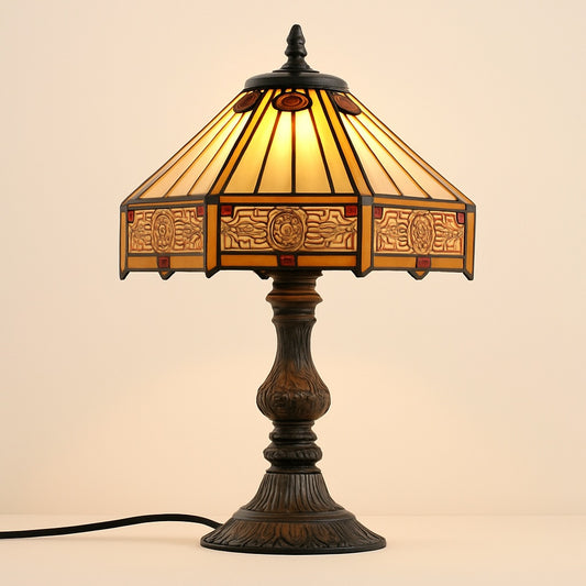 Lampe Tiffany Héritage – Abat-jour Vitrail Géométrique