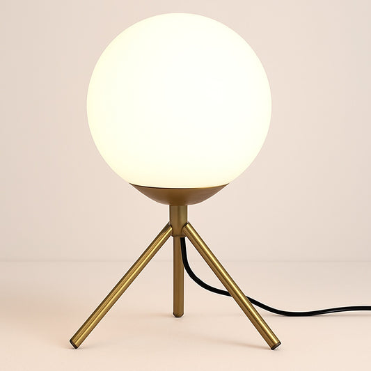 Lampe Boule sur Pied Trépied Doré et Globe en Verre