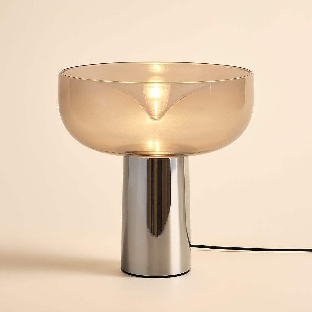 Lampe de chevet design en métal et pierre de verre