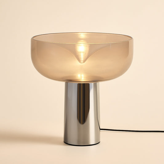 Lampe de chevet design en métal et pierre de verre