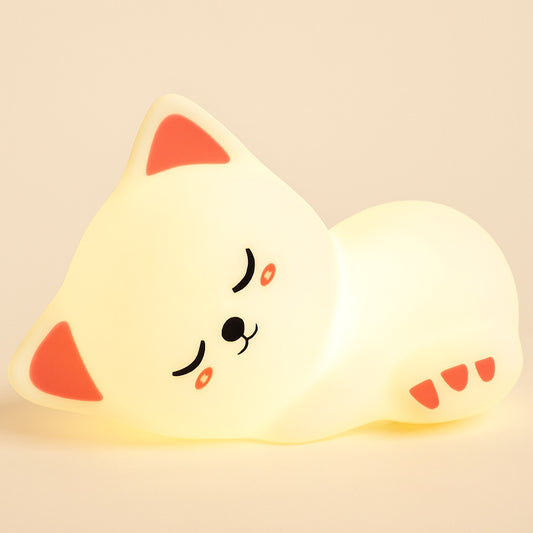 Veilleuse Chat en Silicone – 7 Couleurs, Tactile et Rechargeable