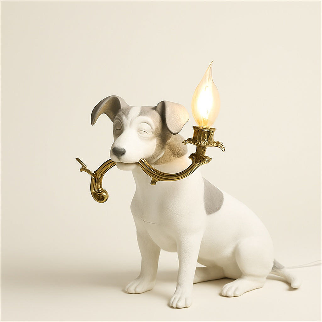 Lampe Chien en Résine – Sculpture Décorative Lumineuse