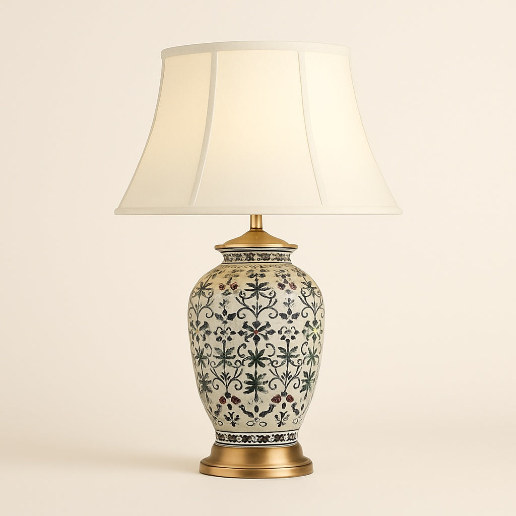 Lampe de chevet Art Déco en céramique peinte à la main