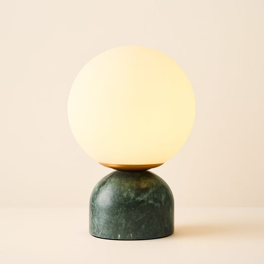 Lampe de chevet en marbre naturel et globe en verre