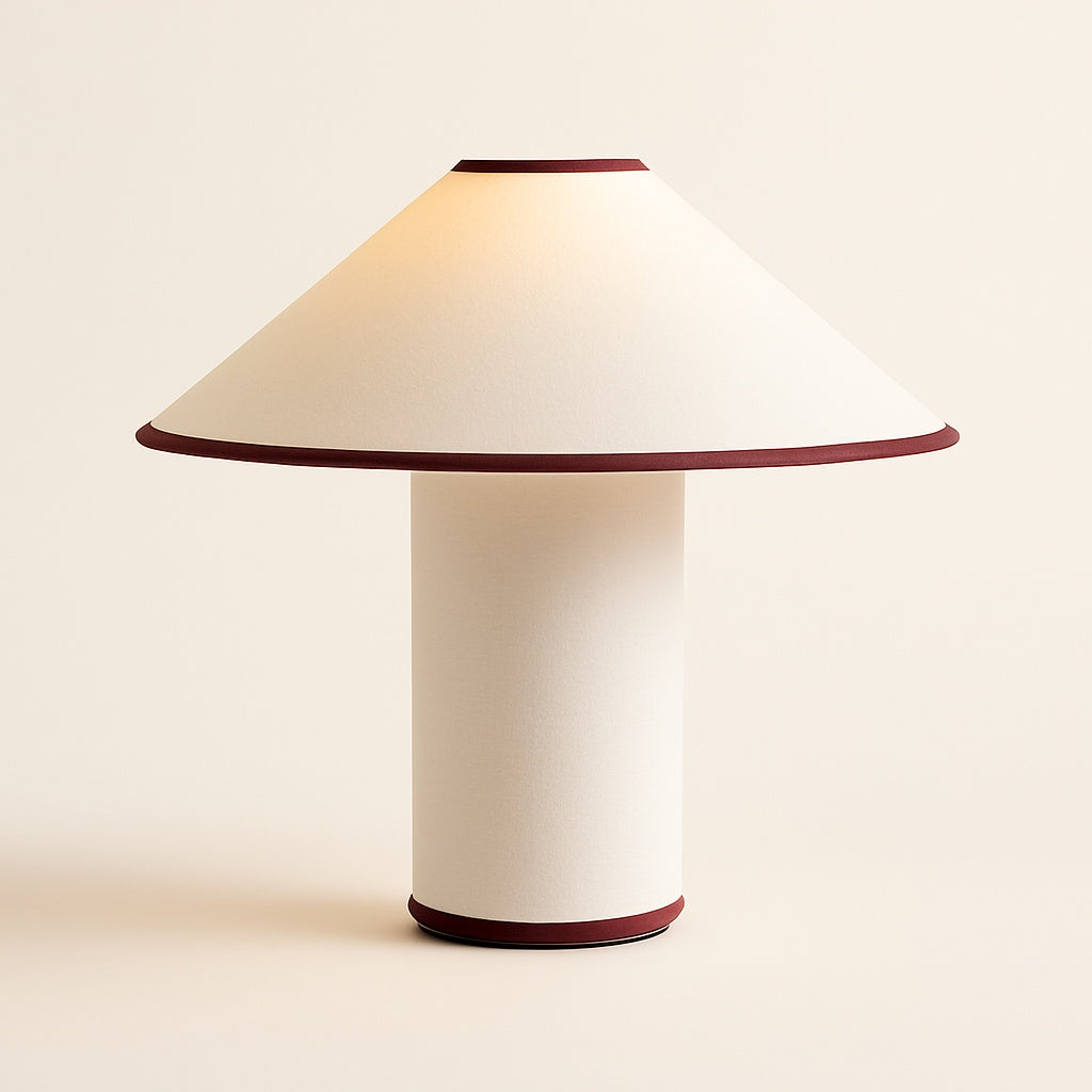 Lampe de table japonaise vintage en métal et tissu