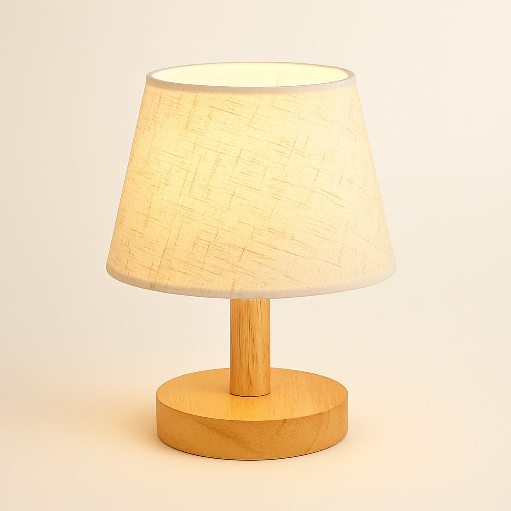 Petite Lampe de Chevet en Bambou et Tissu