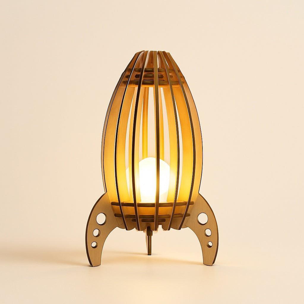 Lampe de Chevet Fusée en Bois pour Enfant