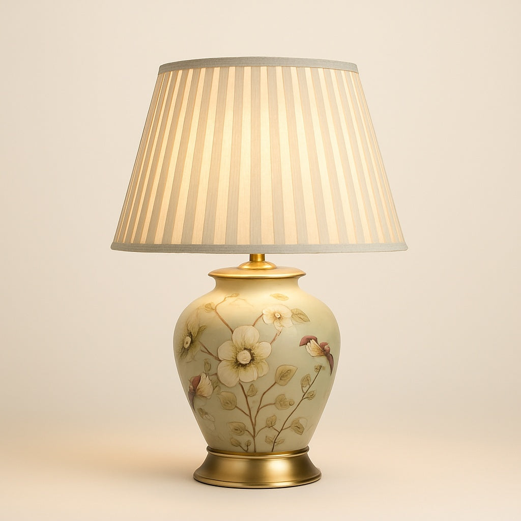 Lampe de Chevet Vintage en Céramique et Tissu