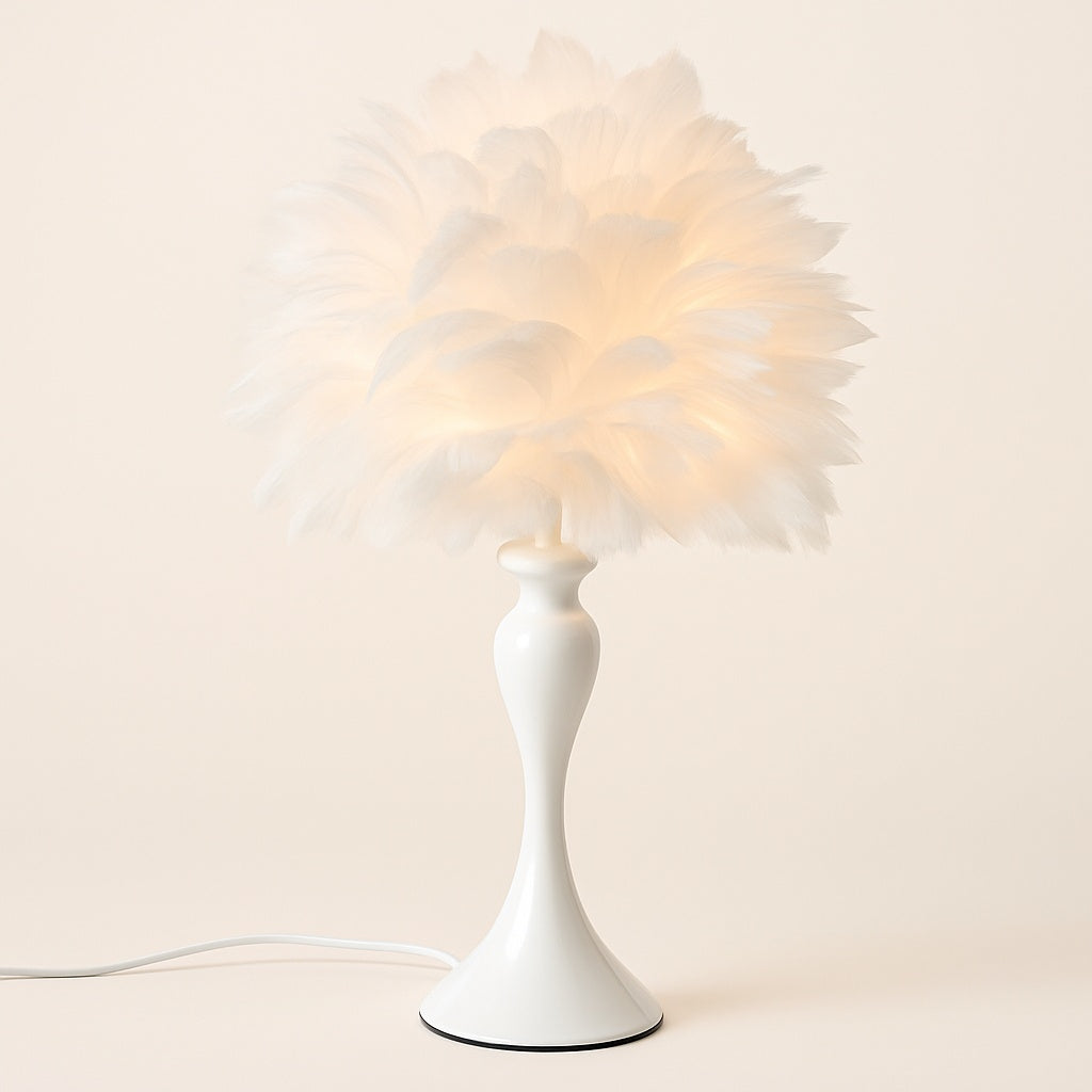 Lampe de chevet à plumes – Ambiance douce et élégante