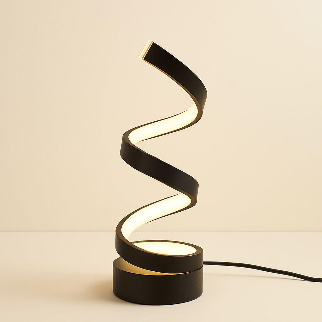 Lampe de Chevet LED Noire Design Spirale Minimaliste