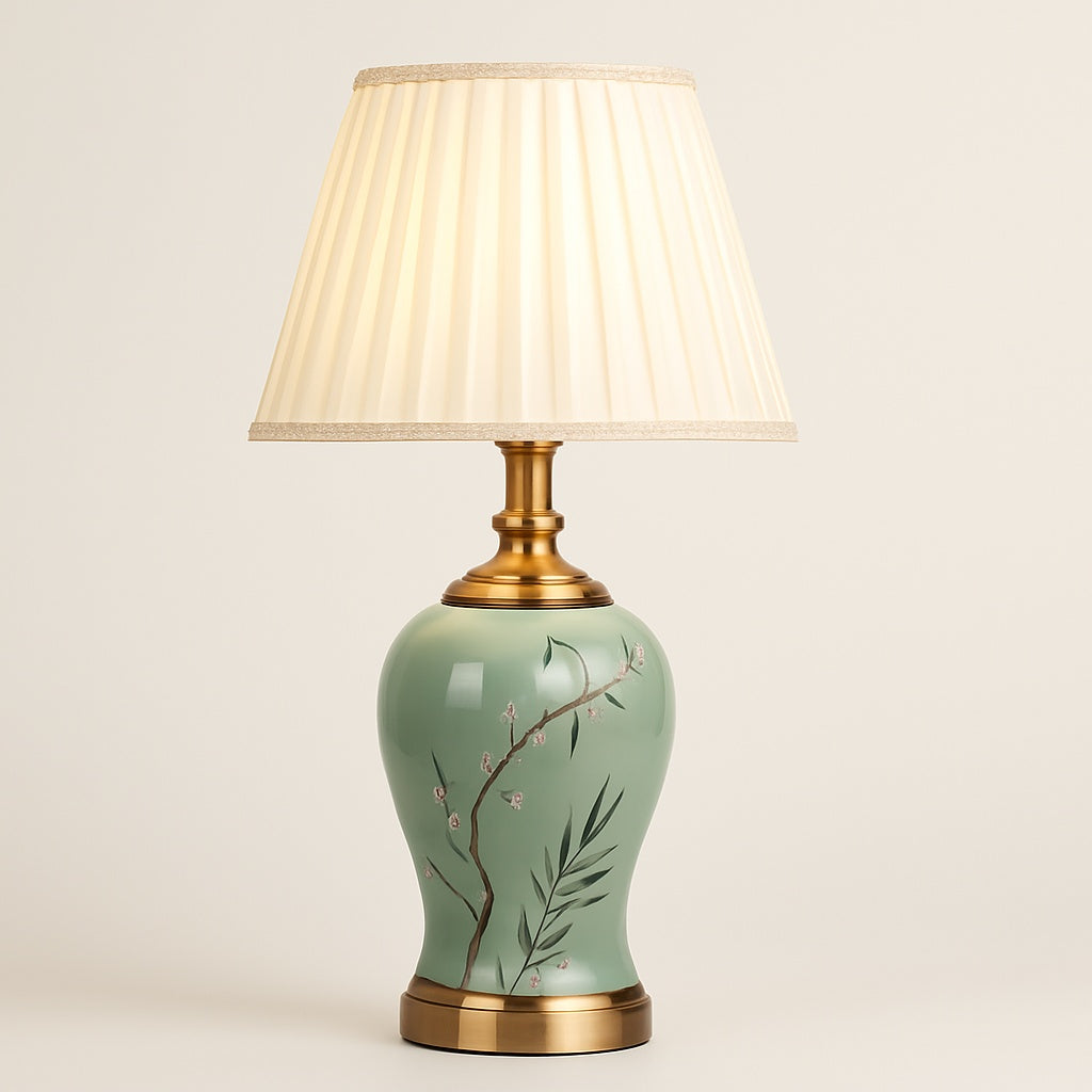 Lampe de Chevet en Porcelaine Artisanale Vert Sauge