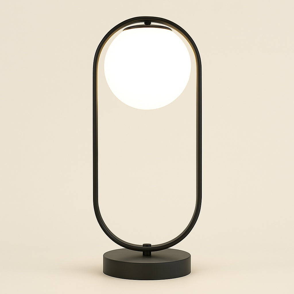 Lampe de chevet boule en verre et métal doré