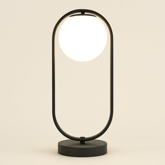Lampe de chevet boule en verre et métal doré