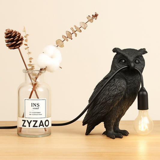 Lampe de chevet Hibou en résine noire
