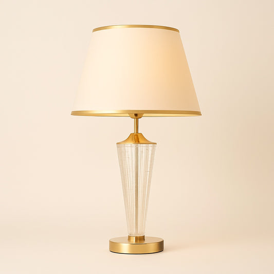 Lampe de Chevet en Verre et Tissu – Finitions Dorées