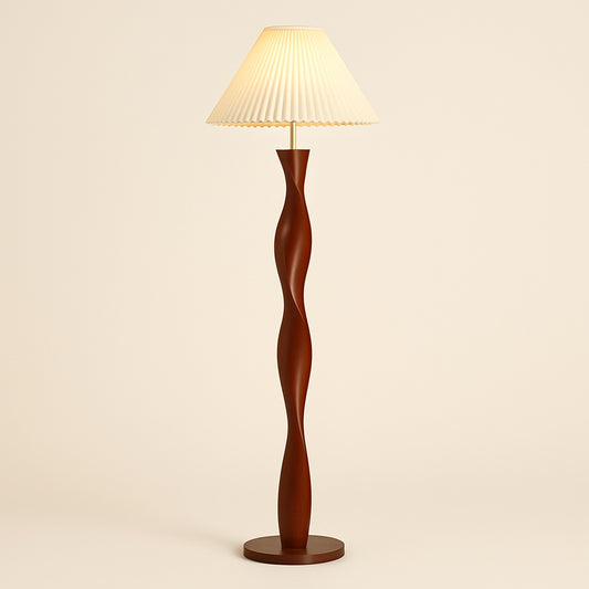 Lampadaire Vintage en Bois Massif – Style Années 70