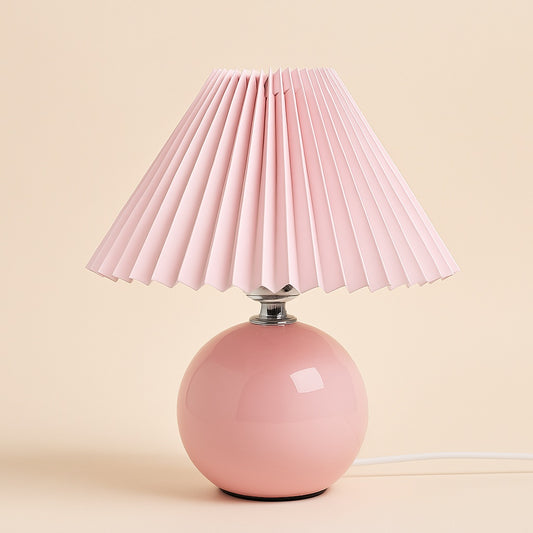 Lampe de Chevet Rose Poudré en Céramique et Tissu