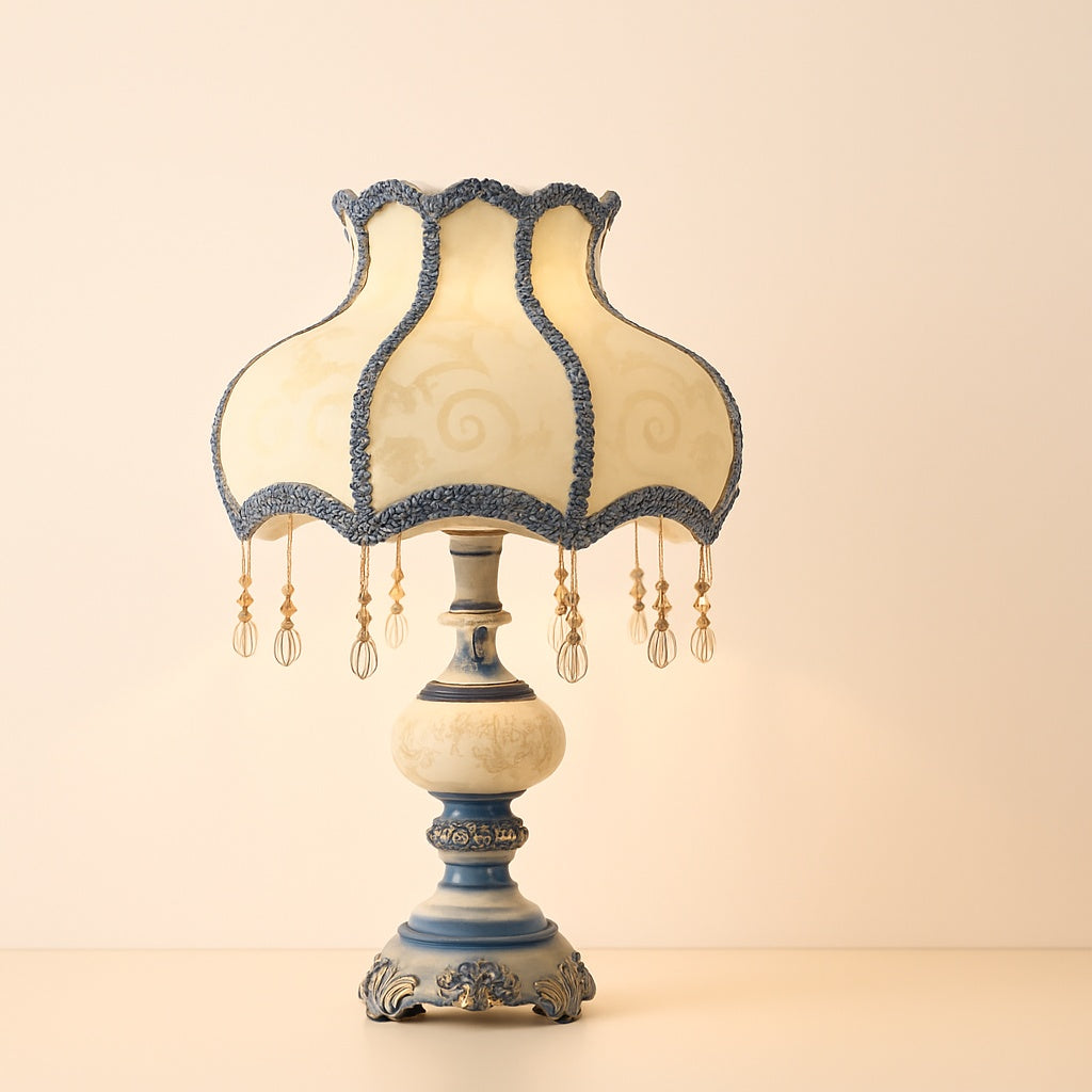 Lampe de Chevet Baroque en Résine et Tissu