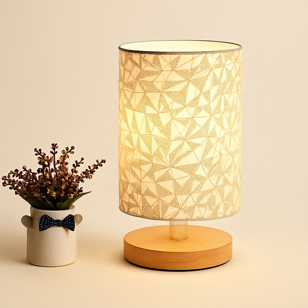 Lampe de Chevet en Bois et Lin – Design Naturel