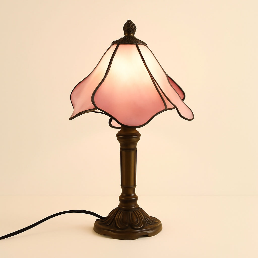 Lampe Tiffany Rosée – Abat-jour Vitrail Fait Main