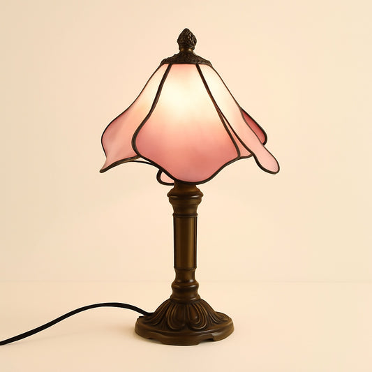 Lampe Tiffany Rosée – Abat-jour Vitrail Fait Main