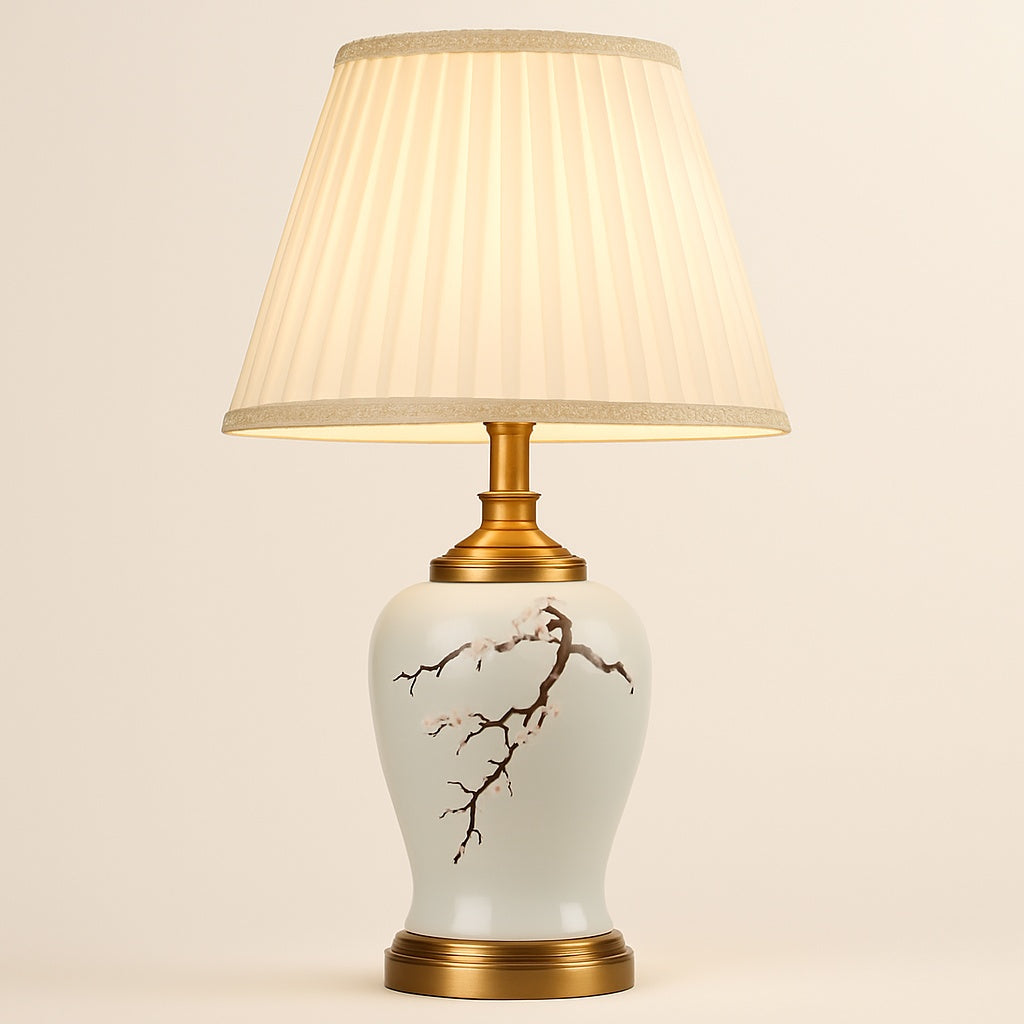 Lampe de Chevet en Porcelaine Peinte à la Main