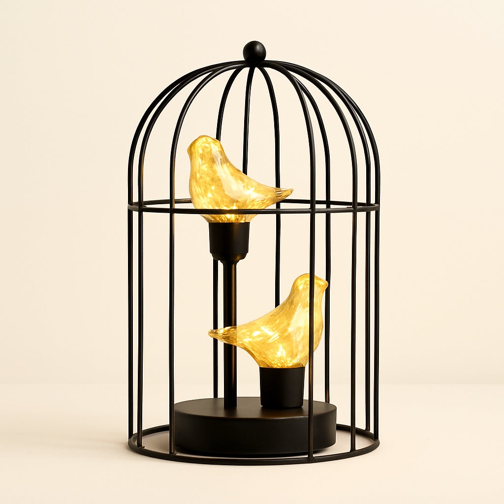 Lampe Cage à Oiseaux en Métal Noir – Lumière Décorative