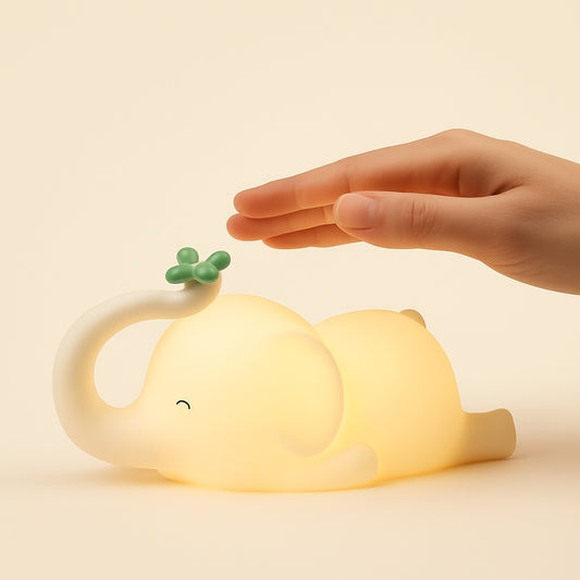 Veilleuse Éléphant en Silicone – Lumière Douce pour Bébé