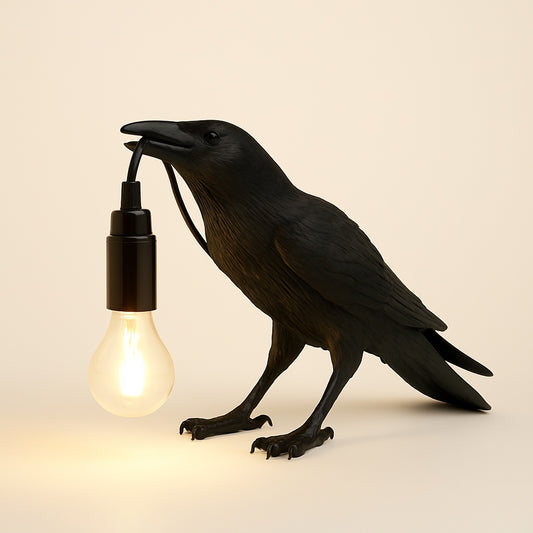 Lampe Corbeau en Résine – Modèle à Poser ou Mural