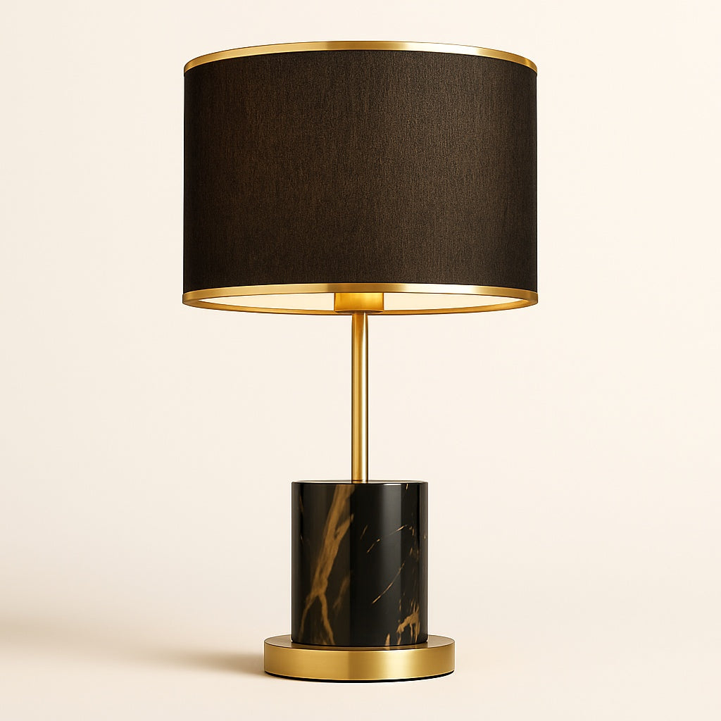 Lampe de chevet métal doré et abat-jour tissu
