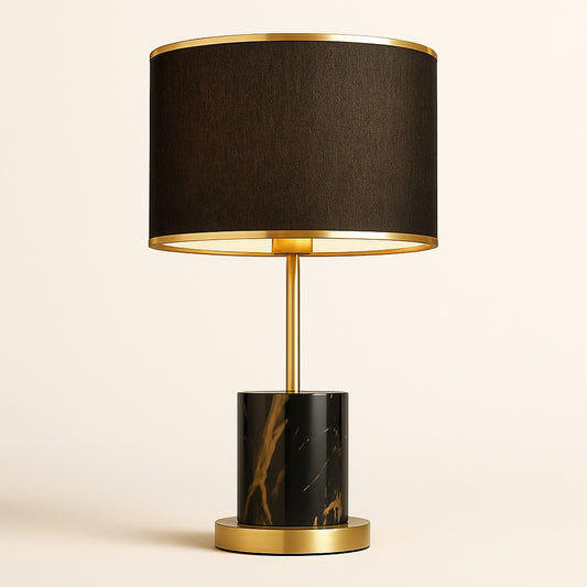 Lampe de chevet métal doré et abat-jour tissu