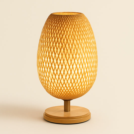 Lampe de Chevet Bohème en Rotin et Bois de Bambou