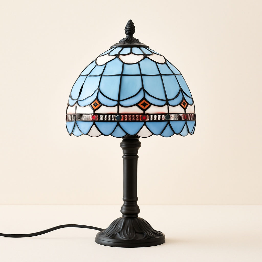 Lampe Tiffany Azure – Abat-jour vitrail bleu azur