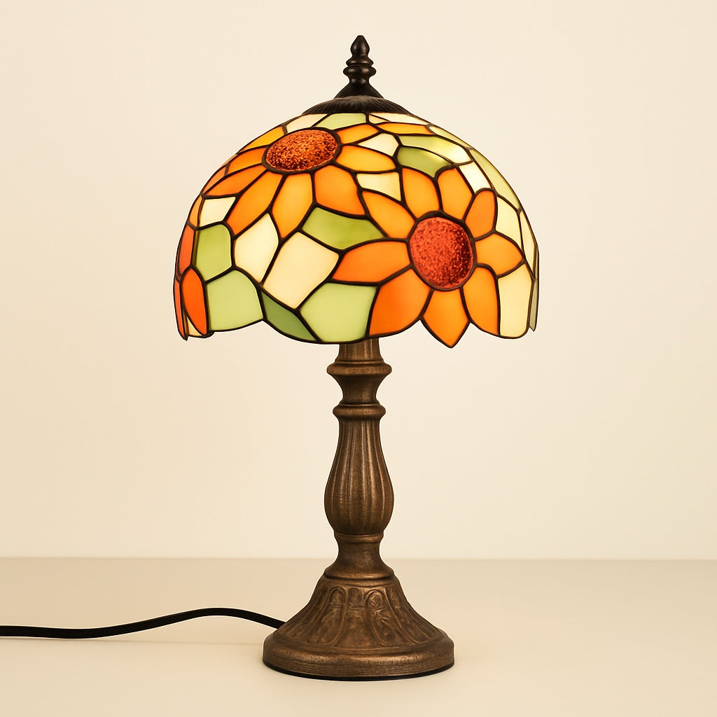 Lampe Tiffany Tournesol en Vitrail – Lumière Dorée
