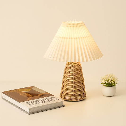Lampe de Chevet en Rotin et Tissu – Style Naturel