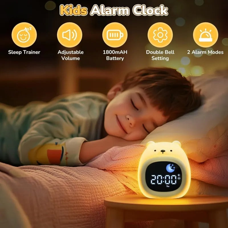 Réveil Veilleuse Enfant avec Sons Apaisants et Lumière RGB