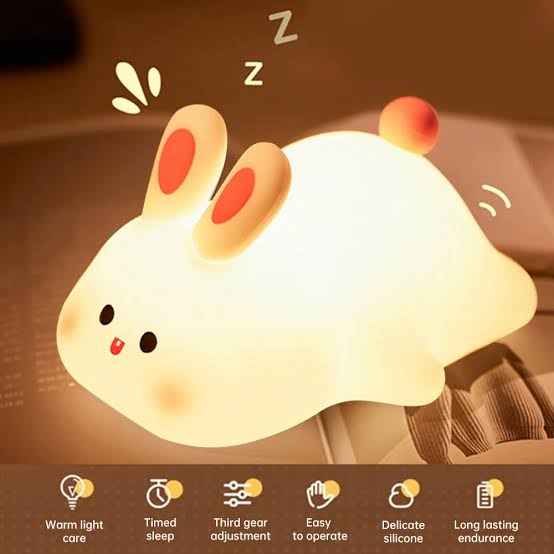 Veilleuse Lapin en Silicone pour Bébé – Rechargeable USB