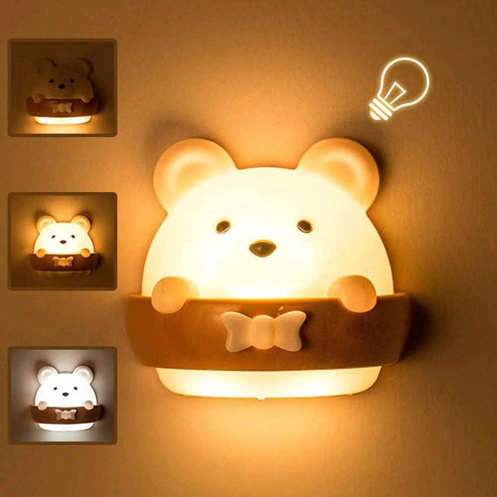 Veilleuse Murale Bébé en Forme d'Ours avec Télécommande