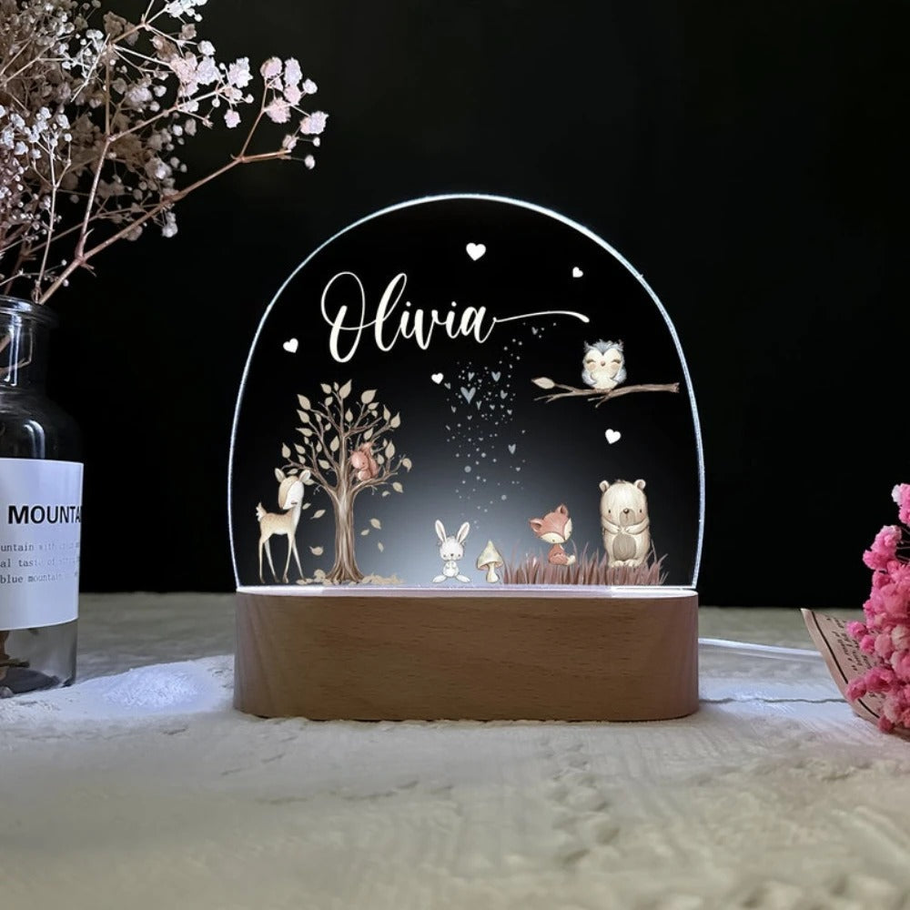 Veilleuse Prénom Personnalisée – Bois et Acrylique Gravé